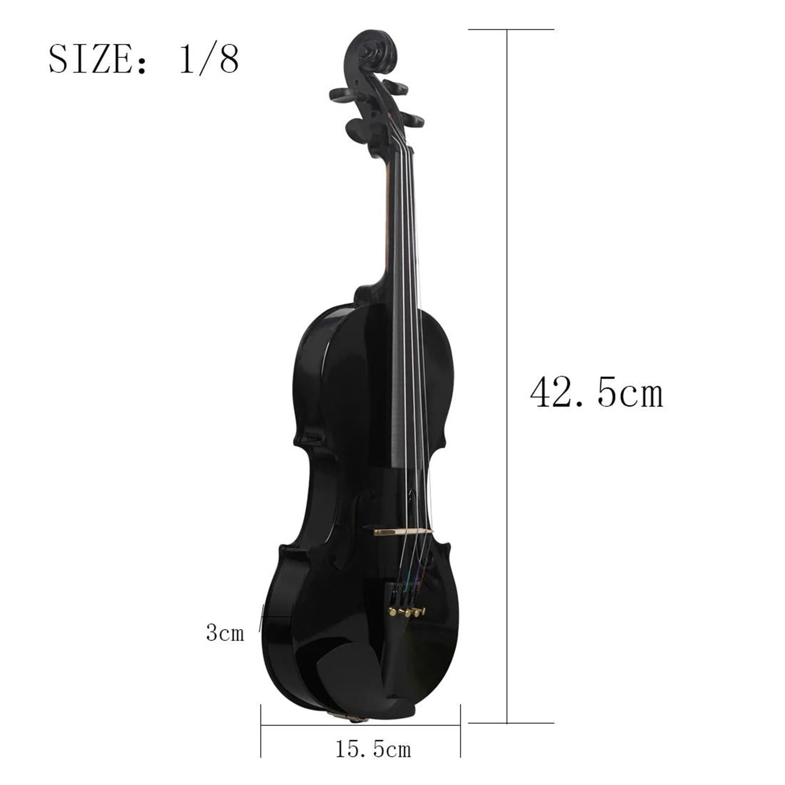 Kit Di Violino Professionale Violino Acustico Nero 1/8 4/4 Con Custodia E Archetto Con Accessori Per Prestazioni Per Principianti(1/8)