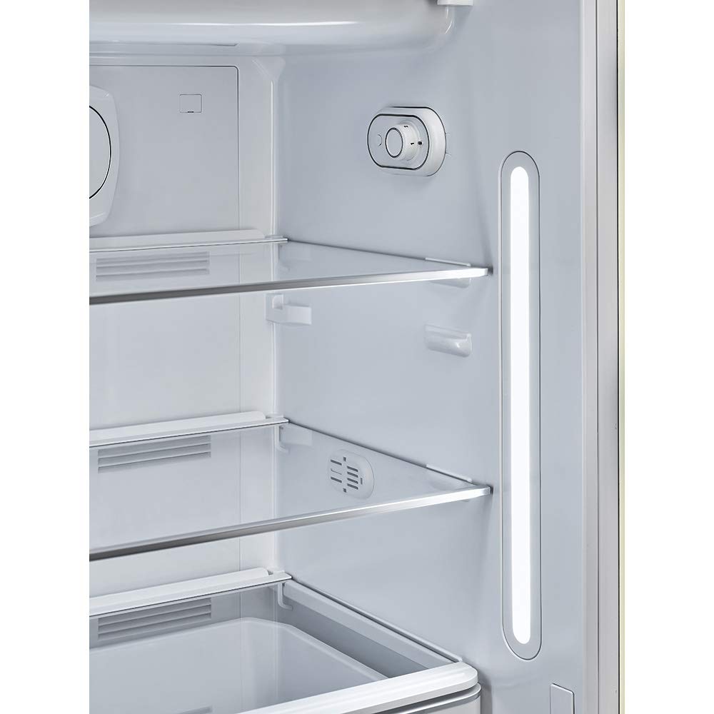 Smeg Fab28 50's Retro Style Aesthetic Top Freezer Refrigerator With 9.93 Cu Total Capacity, Multiflow Cooling System, Adjustable Glass Shelves 24-Inches, American Flag Right Hand Hinge Made In Italy on Fridge.com - View 6