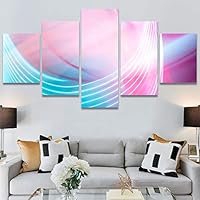 SIGNWIN 5 Panel Canvas Wall Art Abstract Closeup Colorful Digital Art Lights for Home Decorations Ready to Hang - 60