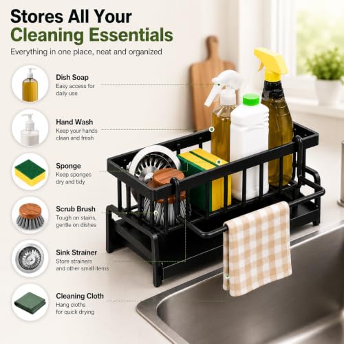 Image of TAZLYN Stainless Steel kitchen sink soap holder stand for kitchen organizer