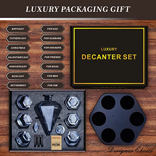 6-Glass Diamond Whiskey Decanter Set with Glasses,Whiskey Decanter Sets for Men,Decanters for Alcohol Whisky Decanter & Glass Set,Whiskey Set Tequila Liquor Bourbon Decanter Gift - Image 6