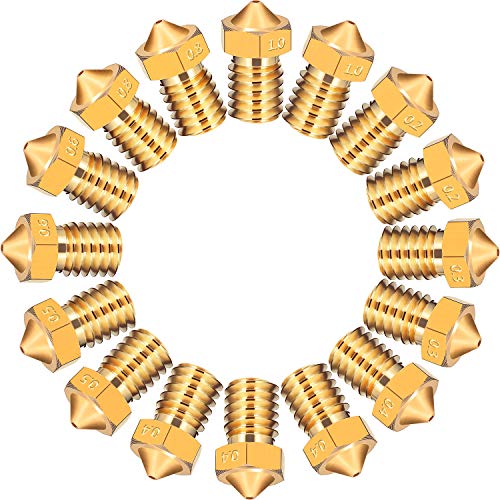 16 Pièces Tête d'Impression d'Extrudeuse de Buses 3D M6 7 Taille Différente 0.2 mm, 0.3 mm, 0.4 mm, 0.5 mm, 0.6 mm, 0.8 mm, 1.0 mm pour Imprimante 3D Makerbot Cover