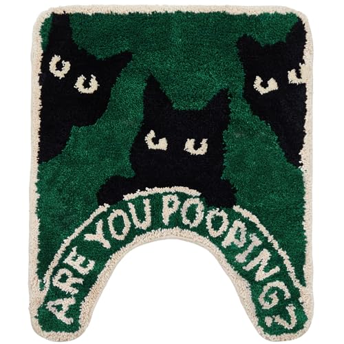 Drydiet Black Cat Toilet Rug U Shaped Washable Soft and Absorbent Bathroom Rugs Non Slip Bath Mat Machine Wash Bathroom Contour Rug for Toilet Base 24 x 20 Inch