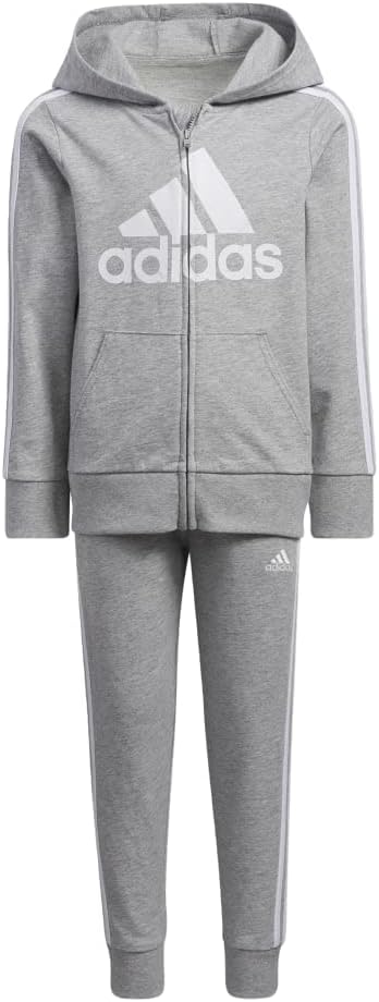 adidas Boys Zip Front French Terry Hooded Jacket and Joggers Set