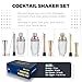 Gbuxska Gold Cocktail Shaker Set - Glass Cocktail Shaker with Strainer - Martini Shaker Set -Matching Cocktail Jigger & Bar Spoon with Muddler – Bartender Kit for Home Bar