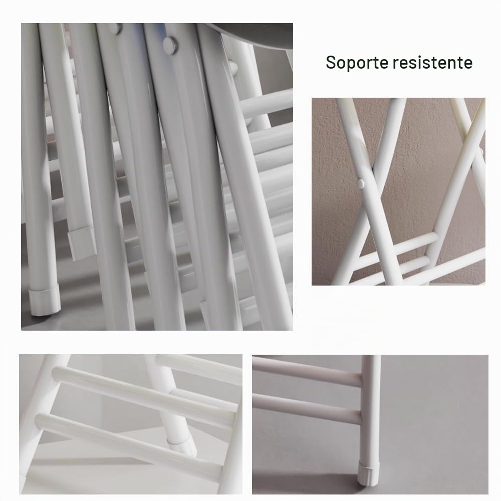 Plegable Taburete De Bar Acolchado Redondo, Taburetes Altos De Cocina, Taburete De Mostrador con Reposapiés, Ergonómica, Sin Instalación/Altura 50cm(White)