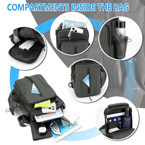 Sling Bag for men,Crossbody Bag Men,Crossbody Bag for Hiking Daypack, Small Backpack with Convertible Shoulder Strap (Green)4