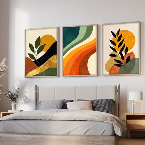 Image of ARTELLY Boho wall Art Paintings Modern Art Framed Wall Painting for Living Room Bedroom - Wall Posters | Paintings with Frame Set of 3 (Boho 2, 19x28 inch)