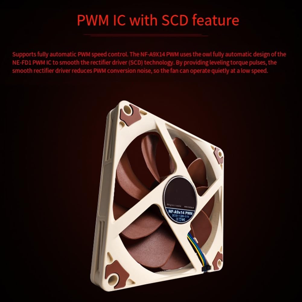 Ventilador de Chasis -A9x14 PWM .Black.Swap de 92 Mm, Silencioso, Ultrafino, para Refrigeración de CPU y Radiador de Caja.