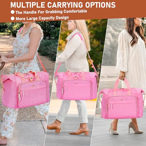Image of 7pcs Diaper Bag Tote, Large Mommy Travel Diaper bags, Baby Diaper Tote Bag for Mom Hospital Baby, Pink