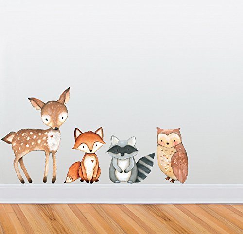 Woodland Creatures Wall Decal Collection - Nursery and Children's Room Decor Set - Deer, Owl, Raccoon, Fox