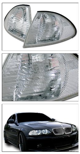 Chrome Housing Front Corner Turn Signal Lights Parking Lamps yd Compatible With 99-01 BMW E46 3-Series 4 Door Sedan / 5 Door Wagon