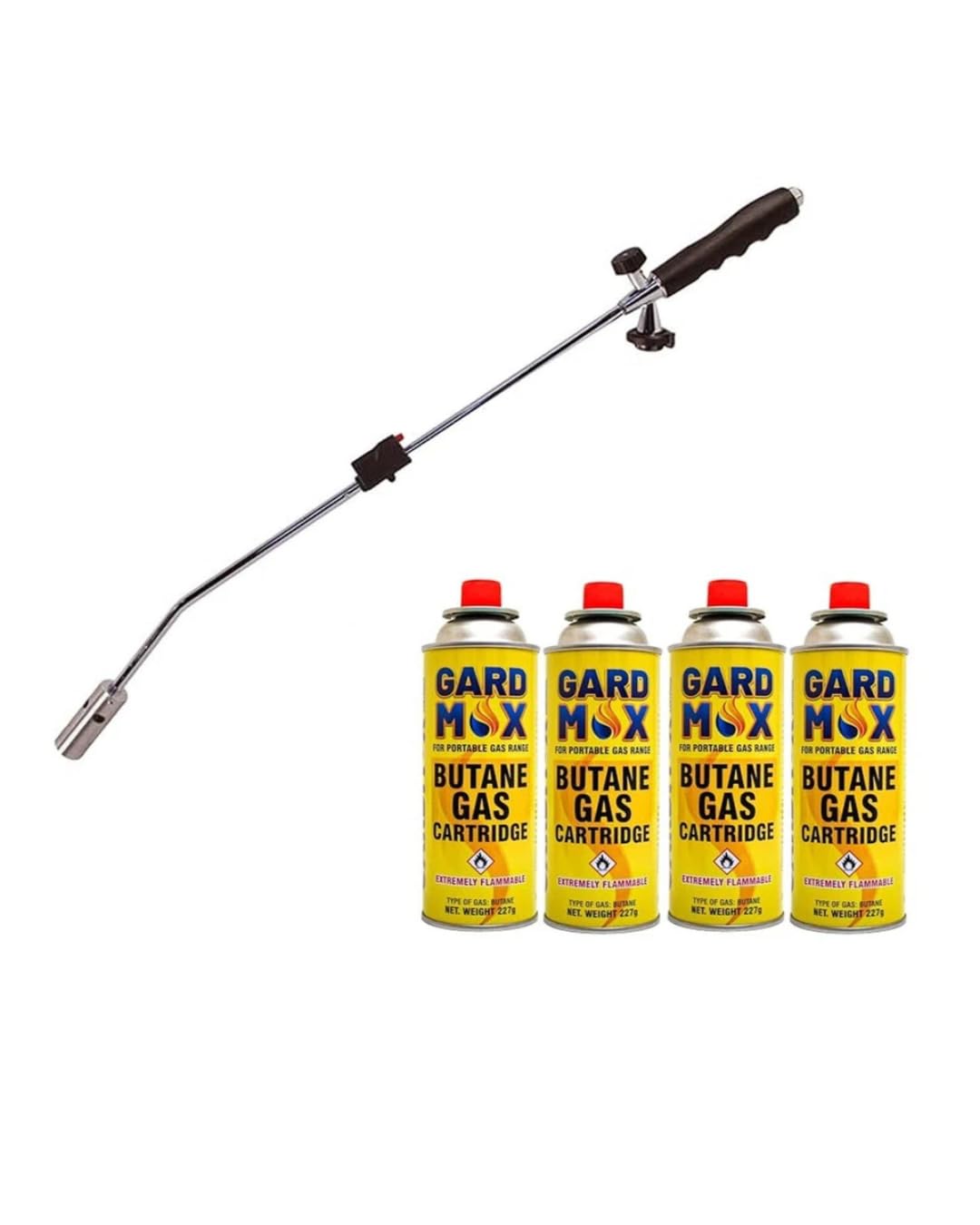 Butane Weed Gas Burner Wand Blowtorch with Butane Gas Canisters Weeds Killer (Weed Burner with 4 Cans)