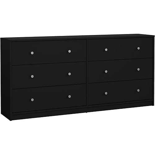 6 Drawer Double Dresser, Black