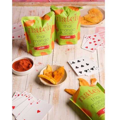 Image of Natch Dried Thai Mango Slices, Healthy Snakcs Vegan & Gluten Free, 100% Natural Mango Fruit, No Artificial Preservatives, Healthy Fruit Snacks for Adults & Kids, Real Mango Candy, 60g each (Pack of 2), Bare & Chilli
