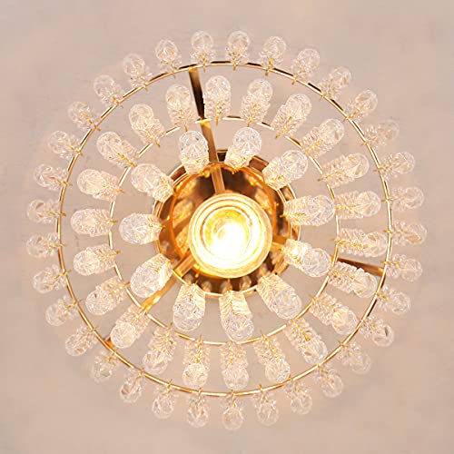 FRIXCHUR Gold Mini Crystal Chandelier - Modern Flush Mount Light - Image 8