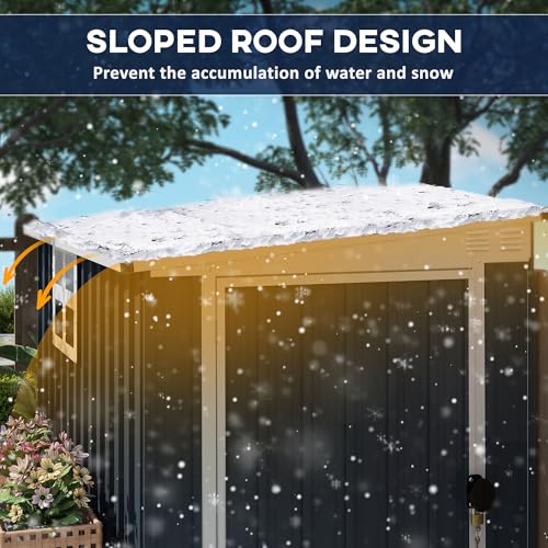 Outsunny 4 x 6ft Outdoor Garden Storage Shed, Metal Shed with Window, 2 Vents and Lockable Door for Garden, Patio, Dark Grey - Image 4