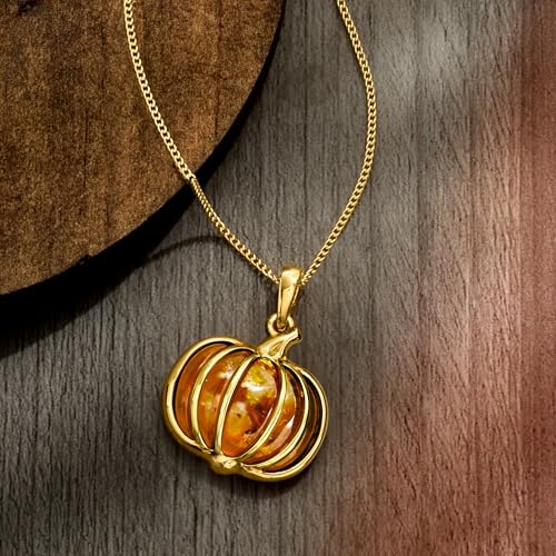 Ross-Simons Amber Pumpkin Pendant Necklace in 18kt Gold Over Sterling3