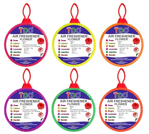 Image of TDO Toilet Bathroom Air Freshener Flowers block Rose, Jasmine,Lemon, Mogra,Sandal, Lavender Fragrances Pantry, Bathroom, Toilet, Wardrobe, wash Basin Pack Of 6 Each 60 Gram