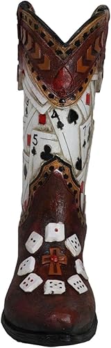 Miniatura 4 de Ebros Gift Rustic Country Western Gambler - Juego de cartas y dados de póker de casino de cuero sintético con herramientas de vaquero, florero o