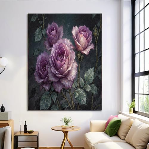 Cuadro sobre lienzo de vides rosas de 60x90cm para renovar paredes vacías