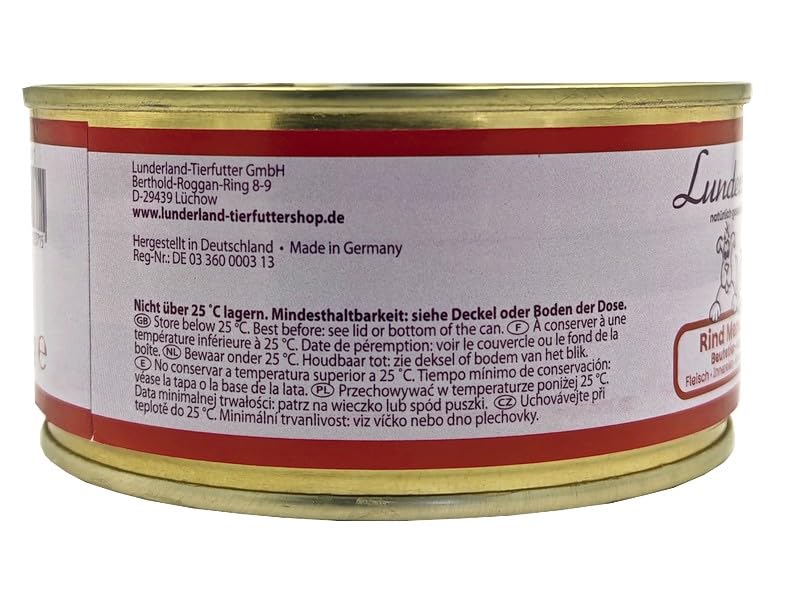 Lunderland Rind Menü Plus 5 x 300g Dose (insg. 1,5kg) I Hundefutter I mit Rindfleisch, Süßkartoffel, Fleischknochen,Pansen, Leber, Niere, Rinderblut, Seealgenmehl I Nassfutter I Dosenfutter