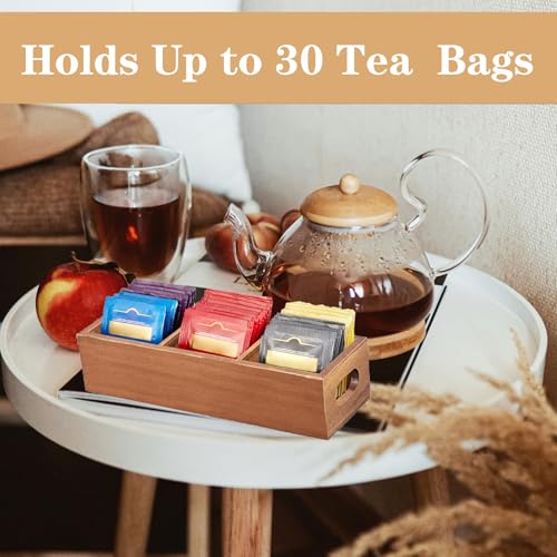 Image of Wooden Tea Bag Organizers, Tea packet Storage Boxes, Tea Caddy for Tea Bags Chest, Teabag Holder Containers, Teabox Station Display, Organizador De Tes Caja Para Te, 3 Compartments (Wood)