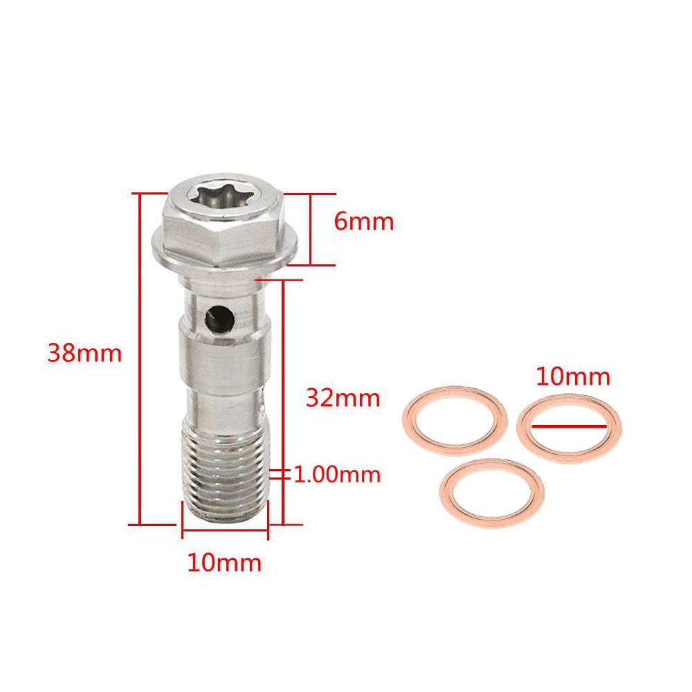 Bolzen 10 Mm M10x1,25 Doppelbanjo-Schraube – Edelstahl, 39 Mm, Für Bremsbefestigung Banjo Bolzen
