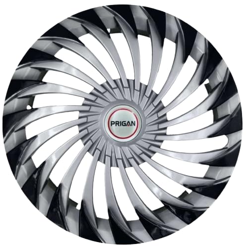 Image of PRIGAN 15 Inch Silver Black Universal Wheel Cover (Available in 15 Inch) (Set of 4 Pcs) (Press Fitting) Model- Swing DC-15