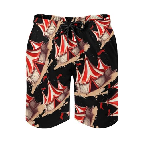 Clown Lion Fire Ring Acrobat Men's Swim Trunks Quick Dry Board Shorts Hawaiian Beach Shorts With Pocket4