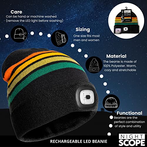 Image of Classic Rechargeable LED Warm Knit Beanie Head Light Hat Headlamp for Outdoor Activities