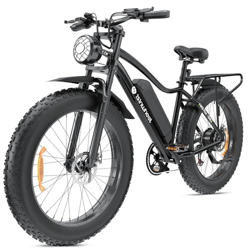 isinwheel M10 Plus Electric Bike, 28mph,7 Speed Shift, 26 x 4.0 Fat Tire,Mountain Ebike with Removable Battery with Rear Rack