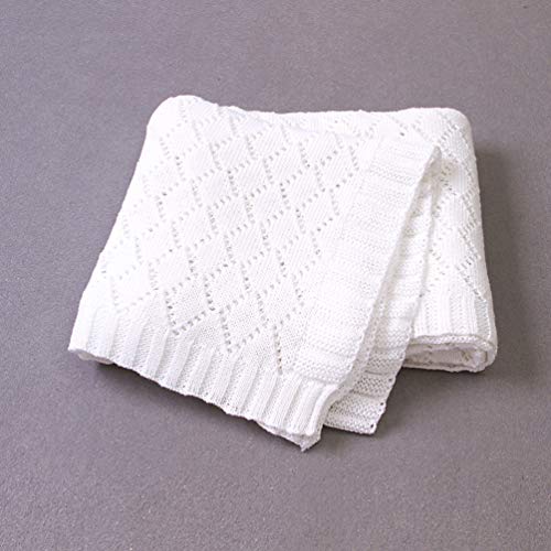 Couverture évidée tricotée Toyvian couleur blanchie douce pour bébé
