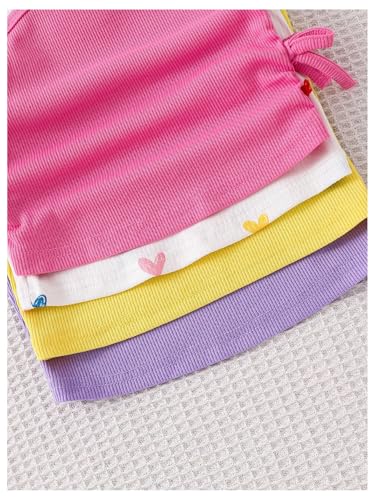 Image of OYOANGLE Toddler Girl's 4 Pack Ribbed Knit Crop Tank Tops Set One Shoulder Summer Camisole