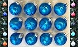 Jack 12x Glas Eislack Christbaumkugeln 6cm Thüringer Weihnachtskugeln Kugeln, Farbe:Meerblau