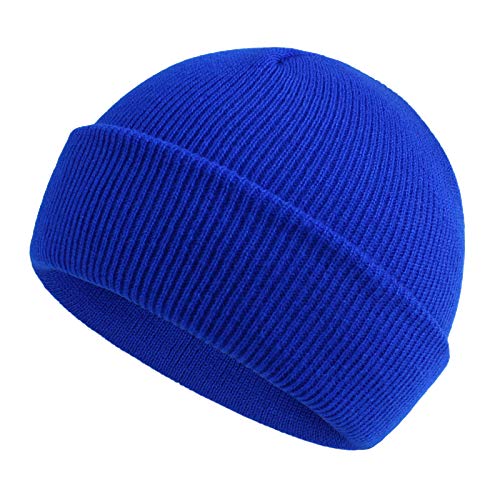 Classic Winter Knit Kids Hat Skull Cap for Toddler Boys Girls Autumn Men Women Fisherman Beanie (Royal Blue, L)