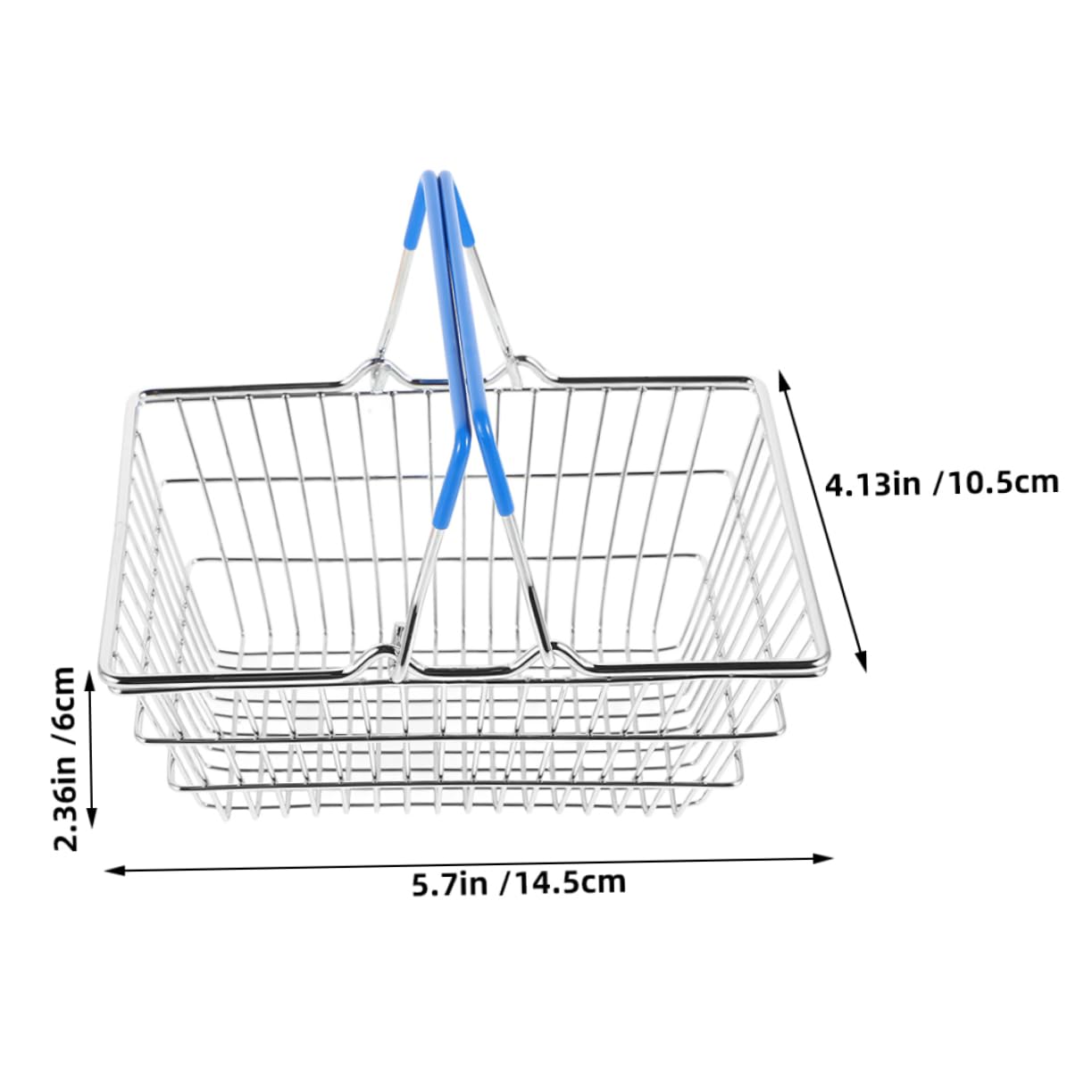 FELTECHELECTR Kids Shopping Basket Mini Woven Basket Handle Iron Craft Mini Shopping Cart for Children's Room