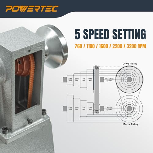 POWERTEC LT1018 Benchtop Mini Wood Lathe