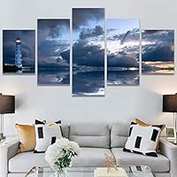 SIGNWIN 5 Panel Canvas Wall Art Modern Art Coastal Colorful Multicolor Photography Romantics Sunset for Home Decorations Ready to Hang - 60