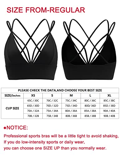 Motorun Womens Push-Up Padded Strappy Sports Bra Cross Back Wirefree Fitness Yoga Top Black-383 M #TOP6