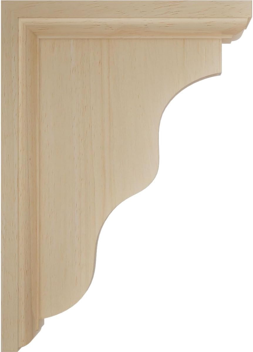 Ekena Millwork BKT02X05X07HARW Hamilton Traditional Wood Brackets, 2 1/4"W x 5"D x 7"H , Rubberwood