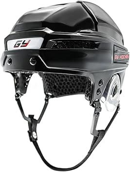 GY Hockey Helmet Player with 3D-Printed Inner Lining for Shock Absorption & Impact Protection, Low-Temperature Resistant PC Shell | Adjustable Snap Buckle | TPU Ear Protection