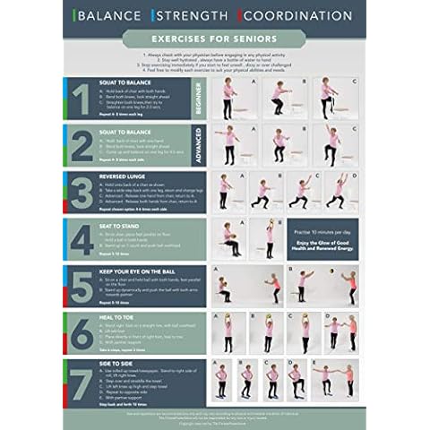 Home Exercise Plan for Seniors, Balance, Strength and Coordination, Exercises to help prevent falls, retain independence, home based plan, wall chart with easy to follow instructions Cover