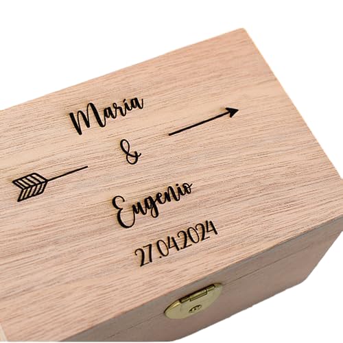 Caixa porta alianças casamento de madeira personalizada para noivos