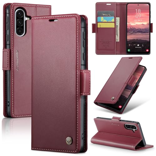 Rerzoiro Funda para Samsung Galaxy A56 5G, Funda de Cierre Magnético, Cartera de Cuero PU con [Bloqueo RFID], Soporte, Ranura para Tarjetas, Carcasa de Libro, Case para Samsung Galaxy A56, Rojo