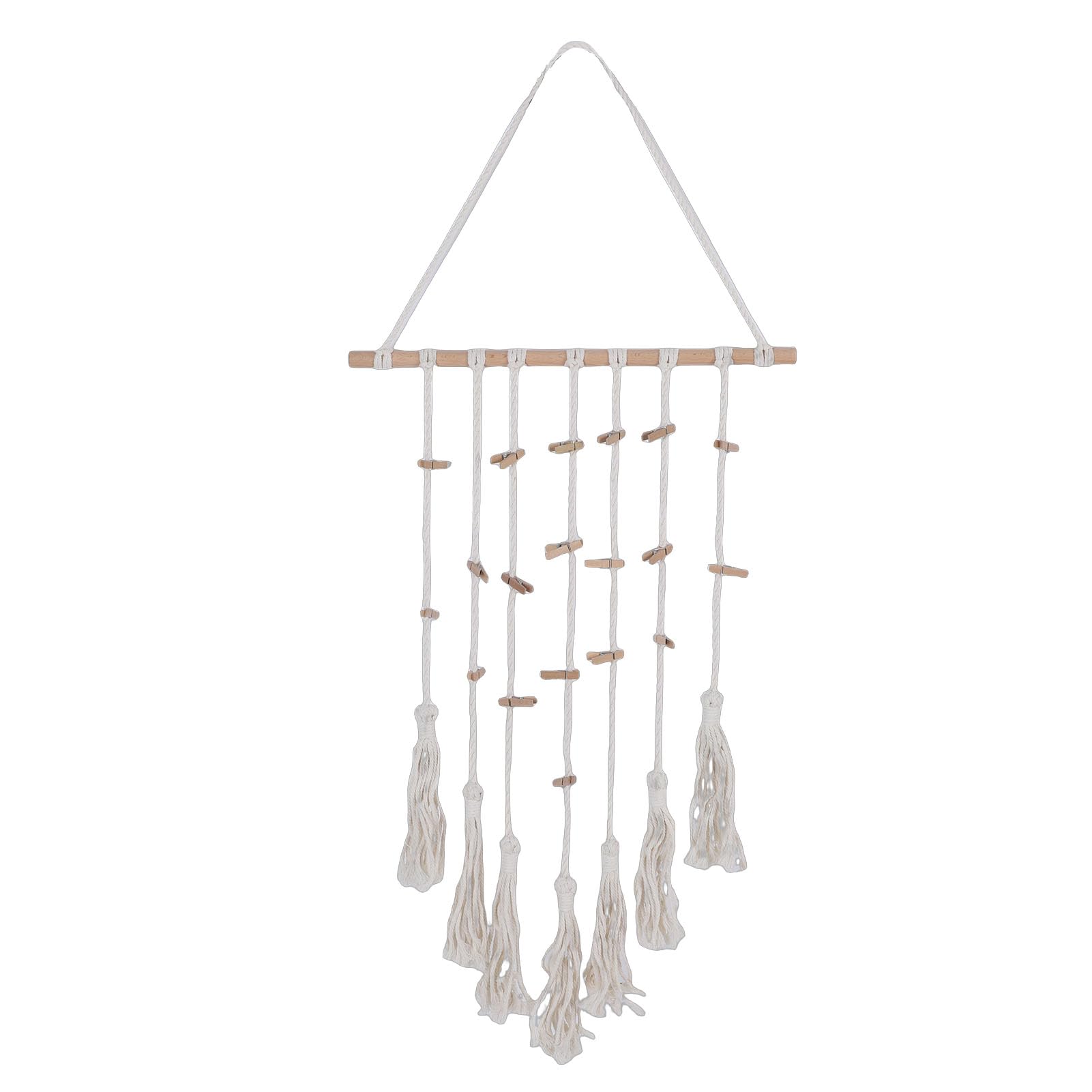 Decoración de pared para colgar fotos con macramé y 20 pinzas