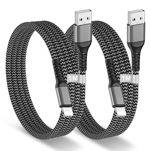 BLITEZZ iPhone Charger Cable 1M 2Pack MFi Certified USB to Lightning Cable Braided Phone Wire Fast Charging Charge for Apple Wire Charger Lead Cord for iPhone 14/13/12/11/10/Pro/X/8/7/iPad Mini