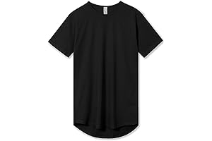 Men's Short Sleeve Hipster Drop Cut Curved Hem Long Scallop T-Shirts