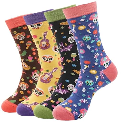 PETIBU Calcetines Mujer Divertidos, Calcetines Fantasía, Regalos Originales, Algodón Casual (FR/ES, Números, 35, 40, Regular, Regular, 4x Catrinas) | Ya disponible en tu tienda friki favorita! En mundofriki.es!