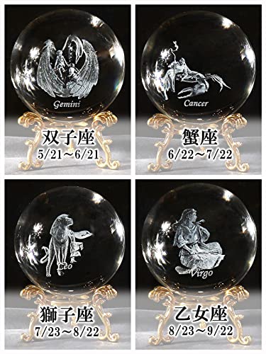 Amazon.co.jp: PARTISAN 台座付属 水晶 星座 風水 12星座 水晶玉 浄化